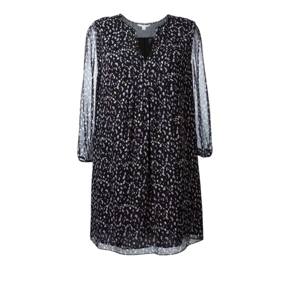 Diane Von Furstenberg Dresses & Skirts - Diane von Furstenberg Black/Cream/Purple Dot Silk Aria Long Sleeve Dress Size 6